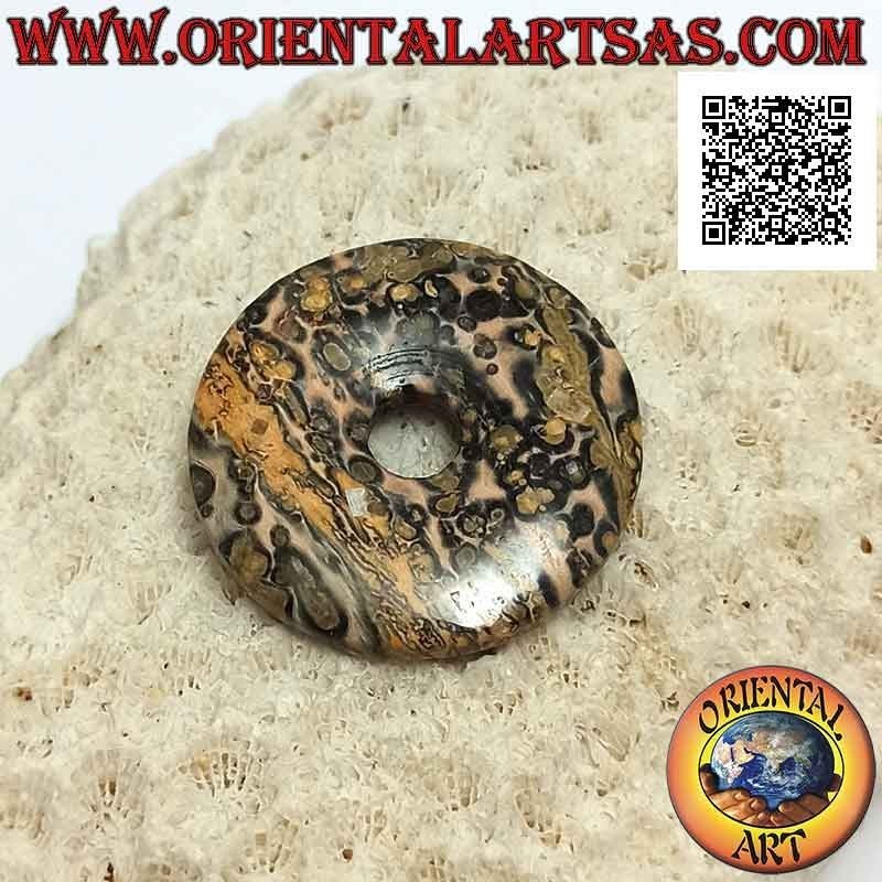 Colgante de disco / donut de jaspe leopardo de 30 mm. Ø (cable incluido)