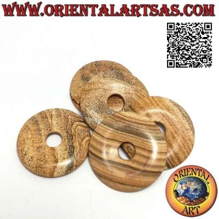 Pendentif disque / donut dans un village de 40 mm. Ø (cordon inclus)