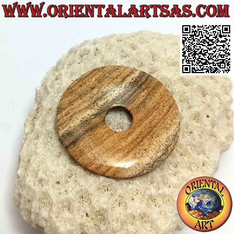 Ciondolo a disco/ciambella in paesina da 40 mm. Ø (cordoncino incluso)