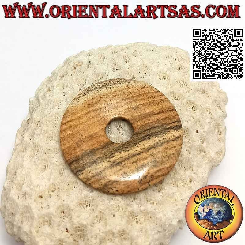 Pendentif disque / donut dans un village de 40 mm. Ø (cordon inclus)