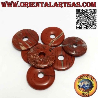 Colgante disco / donut en jaspe rojo 28 mm. Ø (cable incluido)