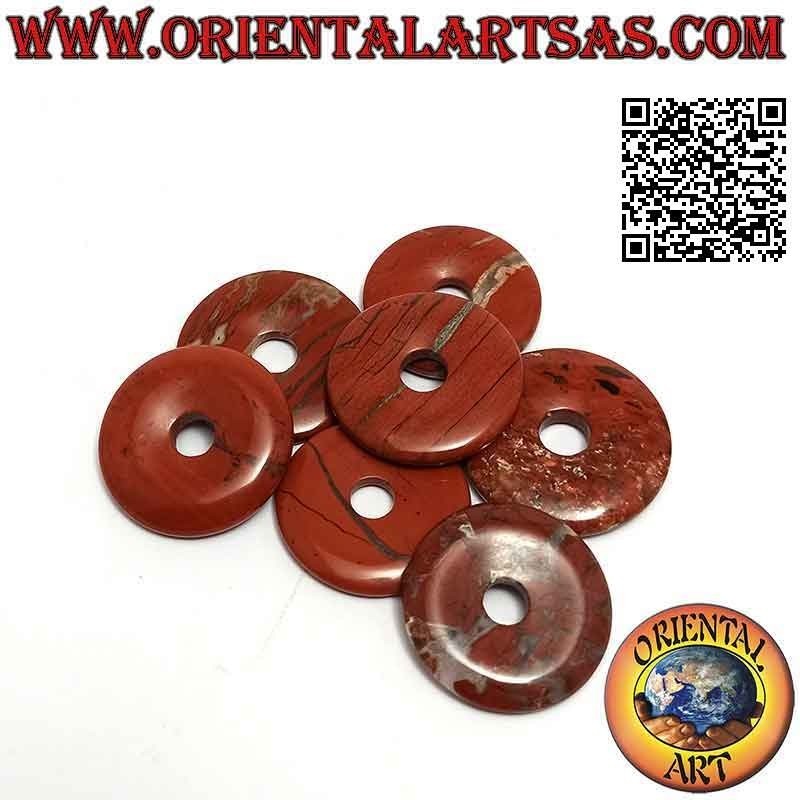 Colgante disco / donut en jaspe rojo 28 mm. Ø (cable incluido)