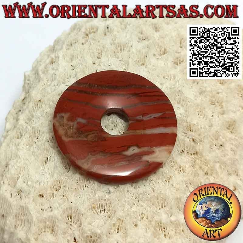 Colgante disco / donut en jaspe rojo 28 mm. Ø (cable incluido)