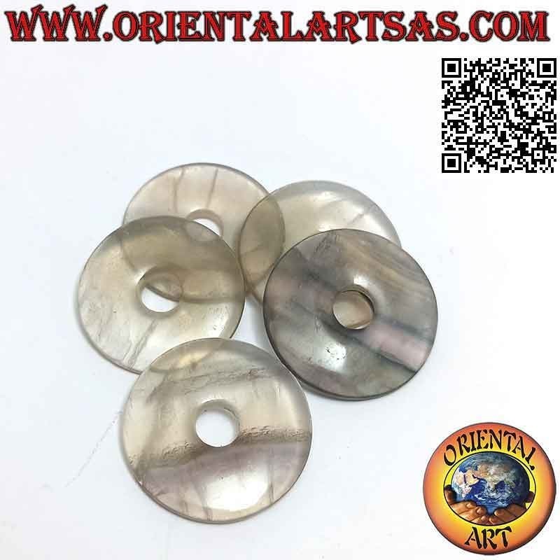 Colgante de disco / donut de fluorita de 35 mm. Ø (cable incluido)