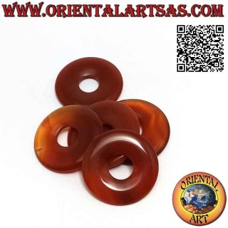 35 mm carnelian disc / donut pendant. Ø (cord included)