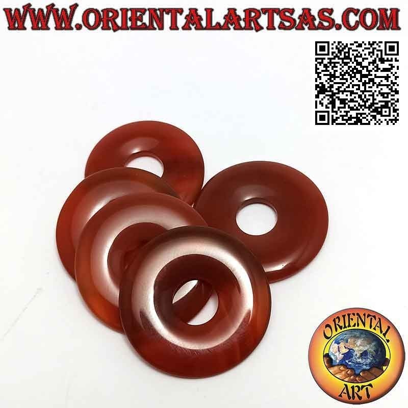 Disque cornaline 35 mm / pendentif donut. Ø (cordon inclus)