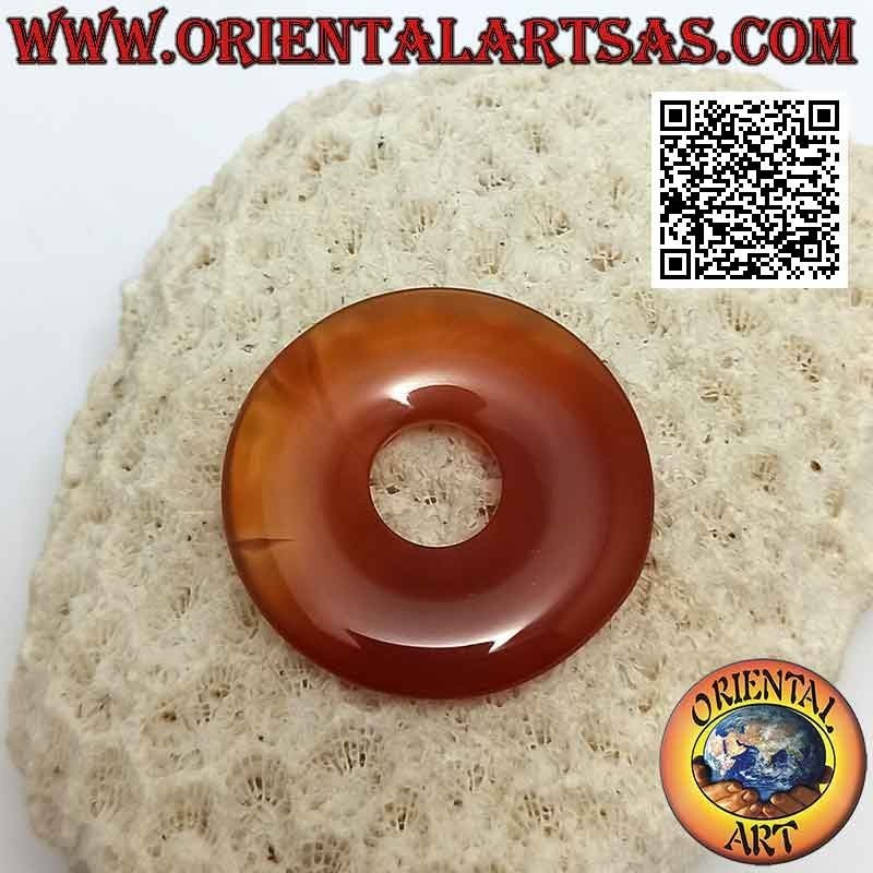 Colgante de disco de cornalina / donut de 35 mm. Ø (cable incluido)
