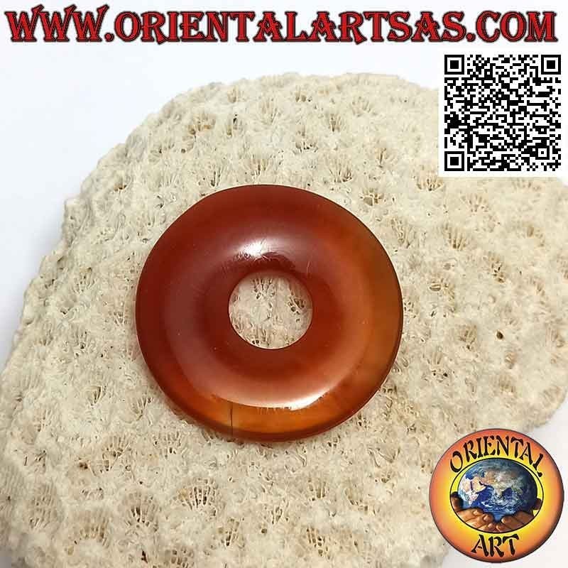 Disque cornaline 35 mm / pendentif donut. Ø (cordon inclus)