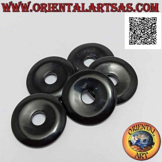 35mm Black Obsidian Disc / Donut Pendant. Ø (cord included)