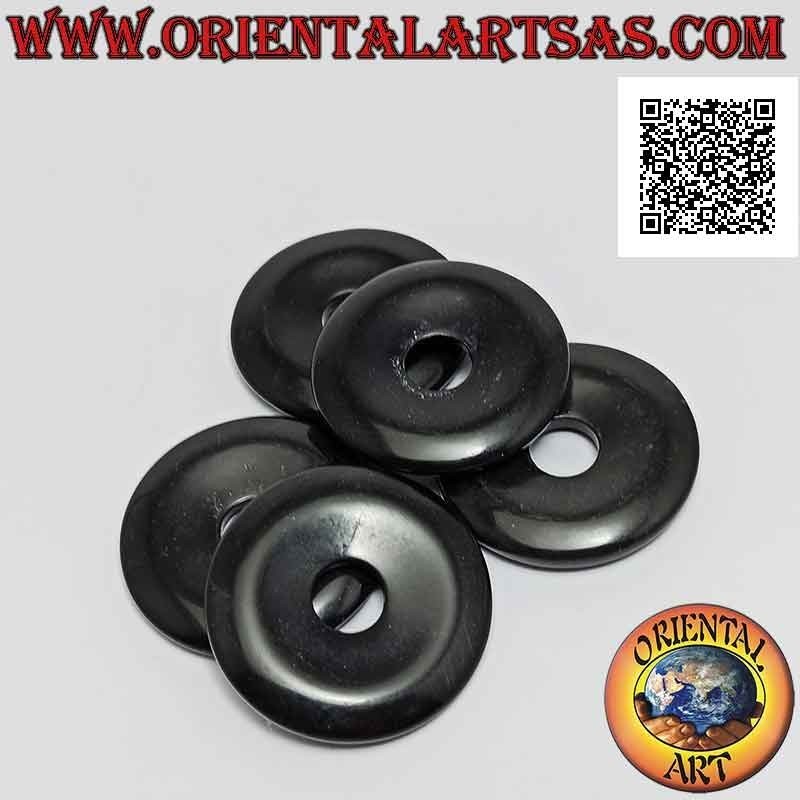 Colgante de disco / donut de obsidiana negra de 35 mm. Ø (cable incluido)