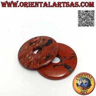 Colgante de disco / donut de jaspe rojo de 35 mm. Ø (cable incluido)