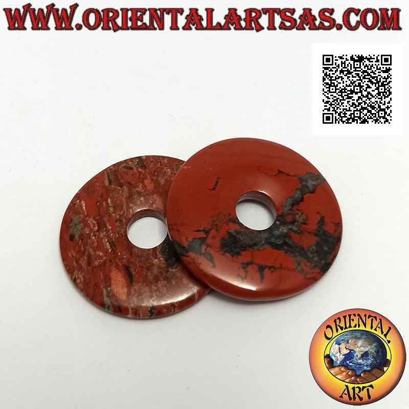 35 mm red jasper disc / donut pendant. Ø (cord included)