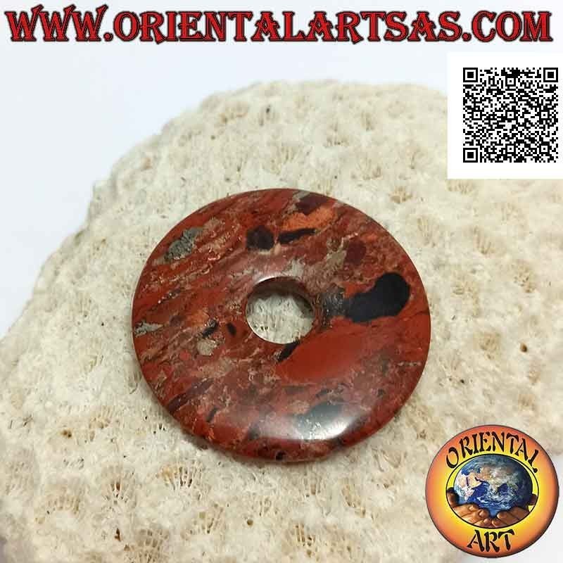 Colgante de disco / donut de jaspe rojo de 35 mm. Ø (cable incluido)