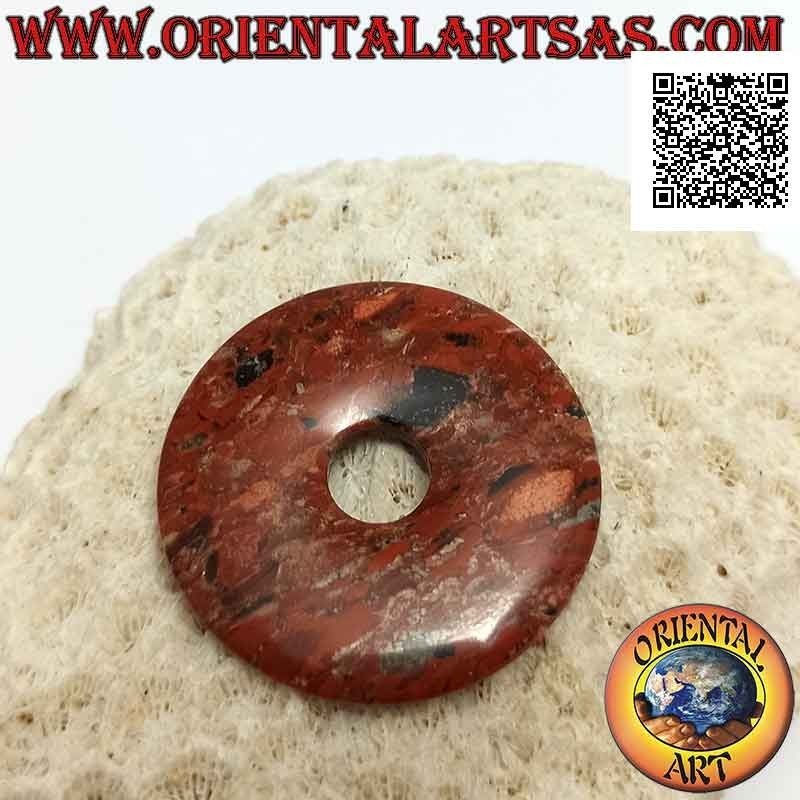 Colgante de disco / donut de jaspe rojo de 35 mm. Ø (cable incluido)