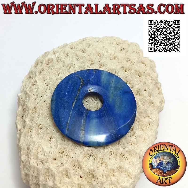 40 mm Lapislazuli-Scheibe / Donut-Anhänger. Ø (Kabel im Lieferumfang enthalten)