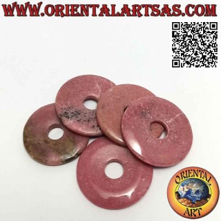 Disque rhodonite 35 mm / pendentif donut. Ø (cordon inclus)