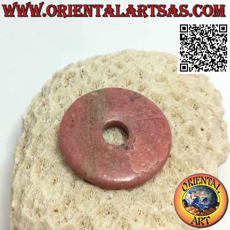 35 mm rhodonite disc / donut pendant. Ø (cord included)