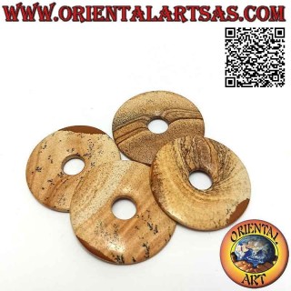 Pendentif disque / donut dans un village de 35 mm. Ø (cordon inclus)