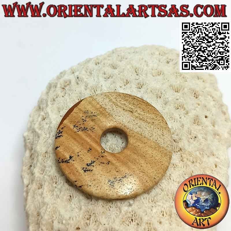 Pendentif disque / donut dans un village de 35 mm. Ø (cordon inclus)