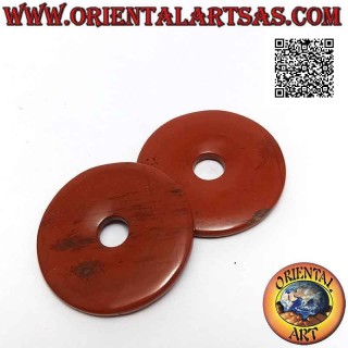 Ciondolo a disco/ciambella in diaspro rosso da 40 mm. Ø (cordoncino incluso)