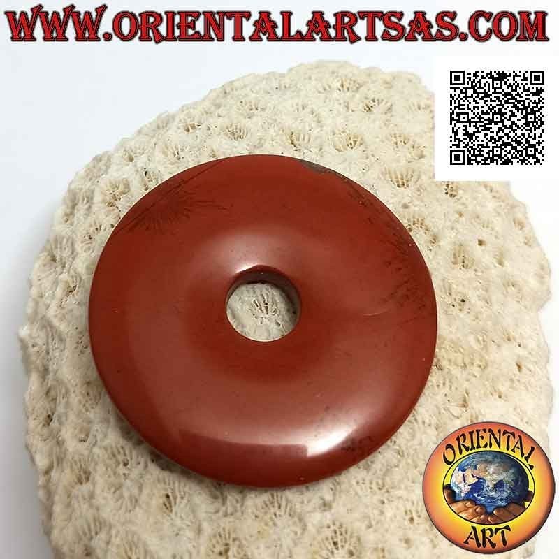 Colgante disco / donut en jaspe rojo 40 mm. Ø (cable incluido)