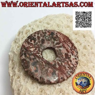 Disque de jaspe léopard de 40 mm / pendentif donut. Ø (cordon inclus)