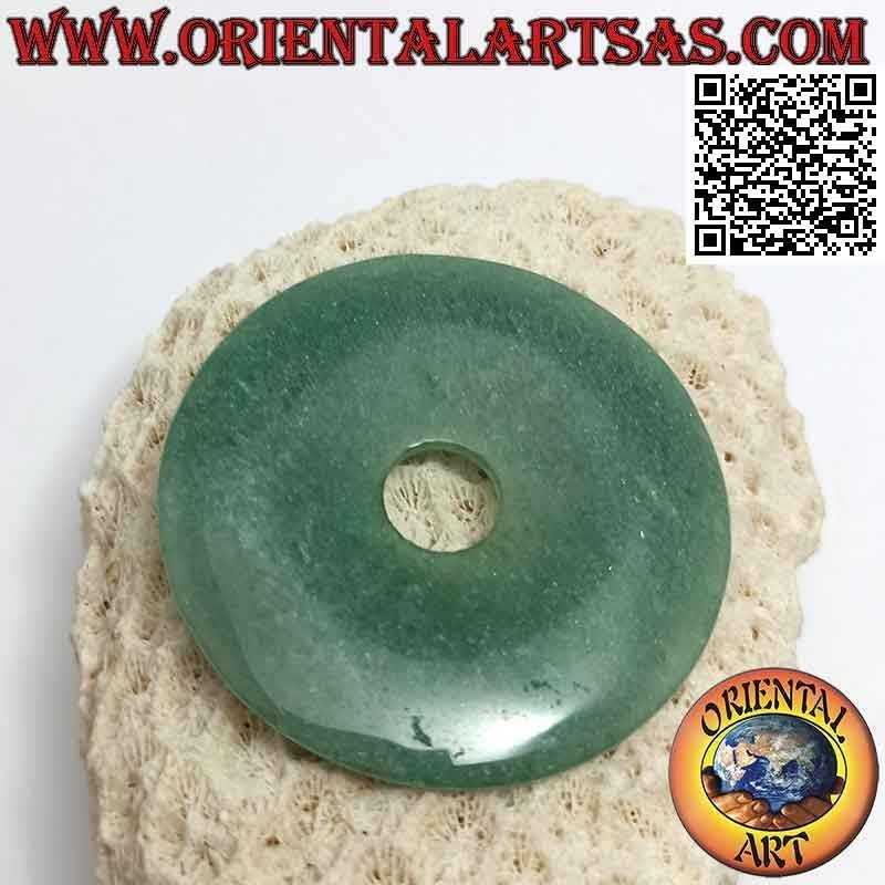 Aventurine disc / donut pendant 50 mm. Ø (cord included)