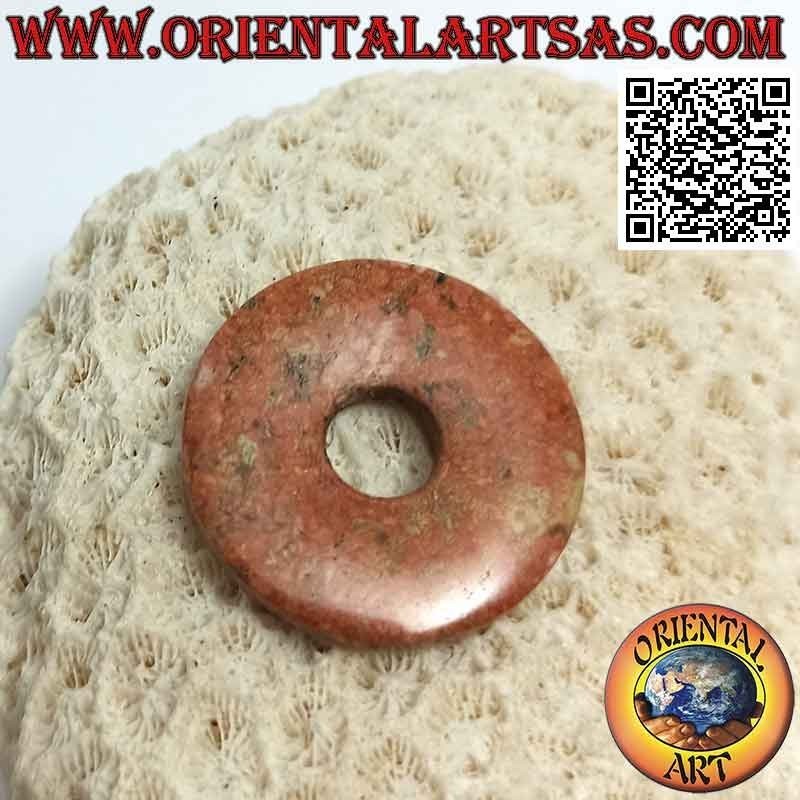 Ciondolo a disco/ciambella in unakite da 30 mm. Ø (cordoncino incluso) B