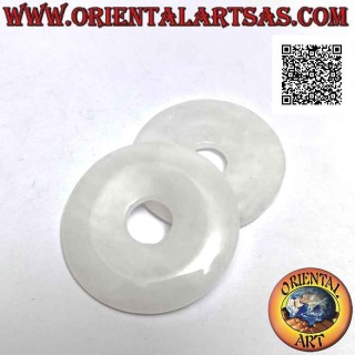 Colgante de disco / donut de cuarzo lechoso de 40 mm. Ø (cable incluido)