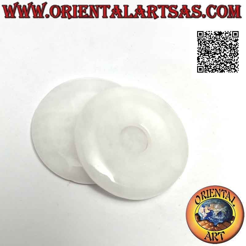 Colgante de disco / donut de cuarzo lechoso de 40 mm. Ø (cable incluido)