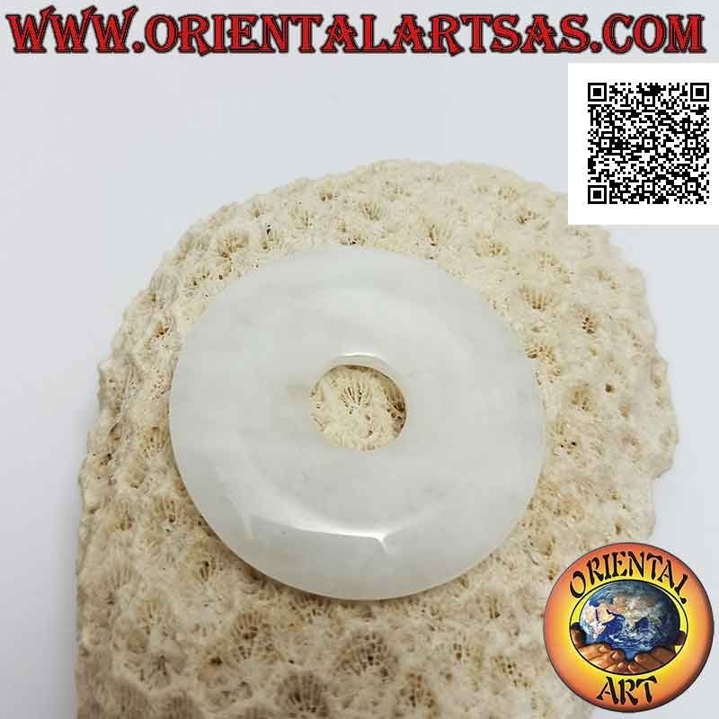 Colgante de disco / donut de cuarzo lechoso de 40 mm. Ø (cable incluido)