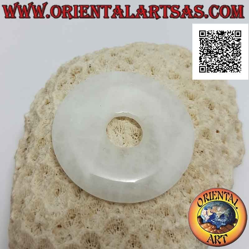 40mm Milky Quartz Donut / Disc Pendant. Ø (cord included)