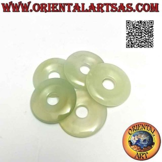 Disc / donut pendant in Serpentine Jade (New Jade) 30 mm. Ø (cord included)