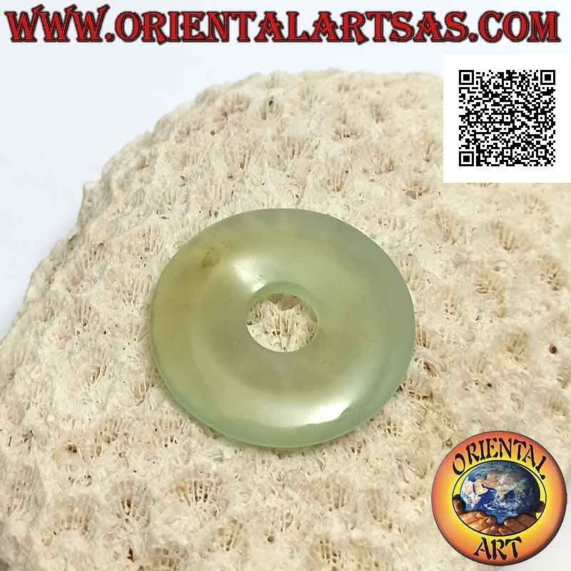 Pendentif disque / donut en Serpentine Jade (New Jade) 30 mm. Ø (cordon inclus)