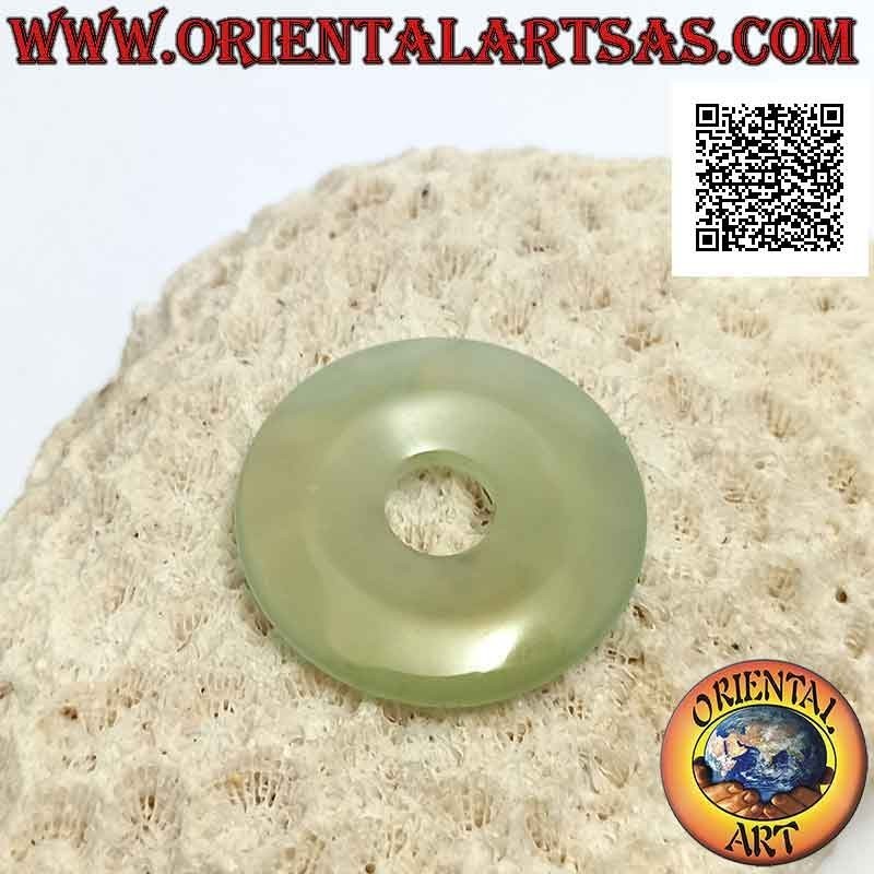 Disc / Donut-Anhänger aus Serpentine Jade (New Jade) 30 mm. Ø (Kabel im Lieferumfang enthalten)