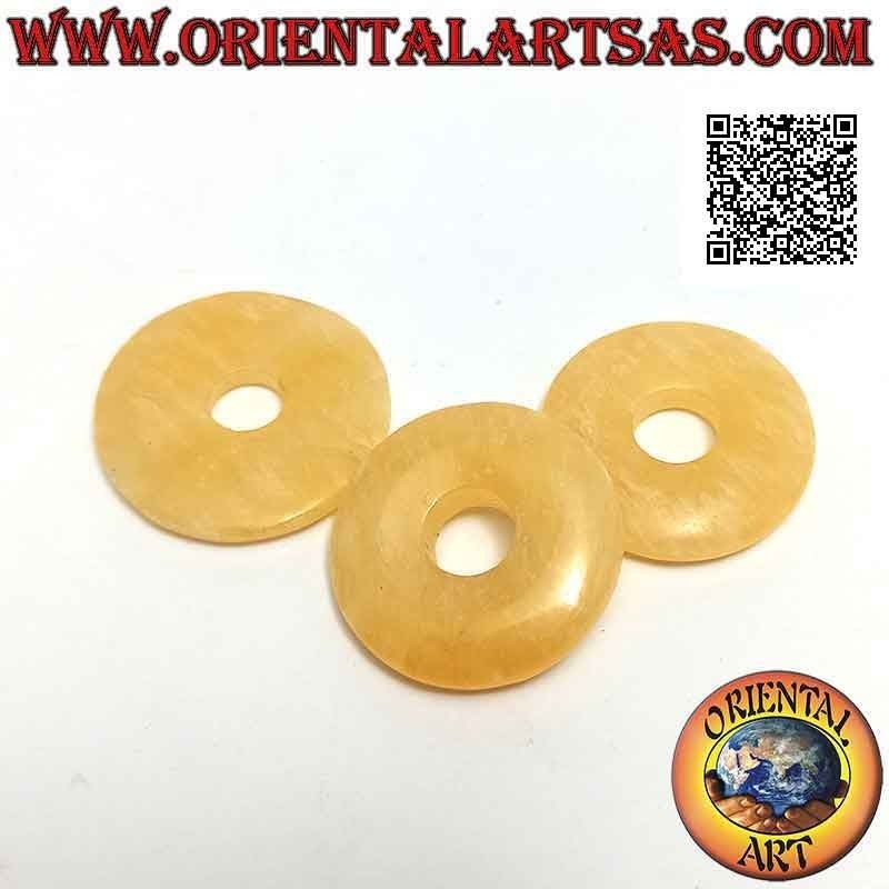 Colgante de disco / donut de calcita amarilla de 28 mm. Ø (cable incluido)