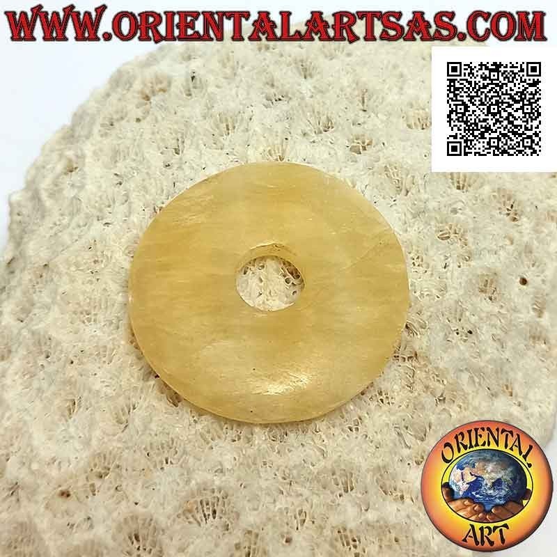 28mm yellow calcite disc / donut pendant. Ø (cord included)