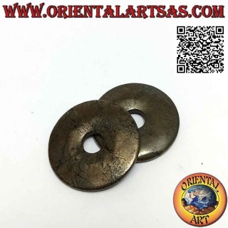 Disque de pyrite de 35 mm / pendentif donut. Ø (cordon inclus)