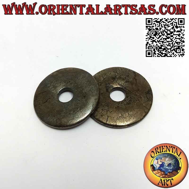 Disque de pyrite de 35 mm / pendentif donut. Ø (cordon inclus)