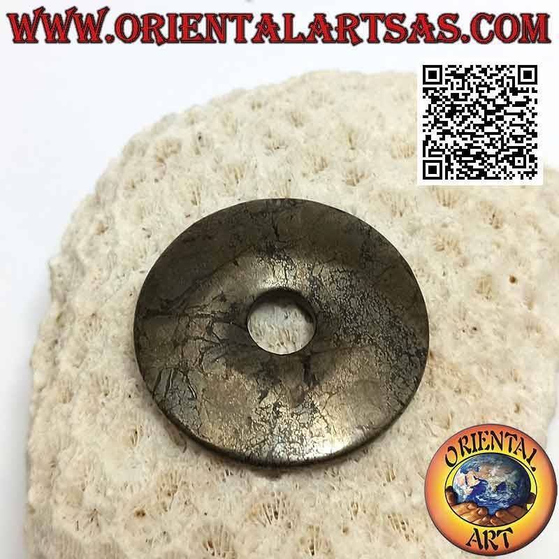 35mm pyrite disc / donut pendant. Ø (cord included)