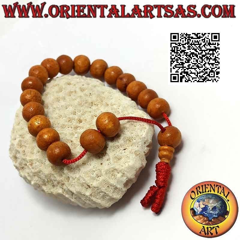 Bracelet de poignet mālā 19 grains 11 mm. bois de santal (réglable)
