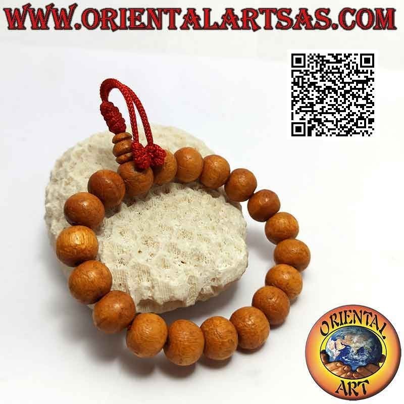 Pulsera de muñeca mālā de 19 granos y 11 mm. sándalo (ajustable)
