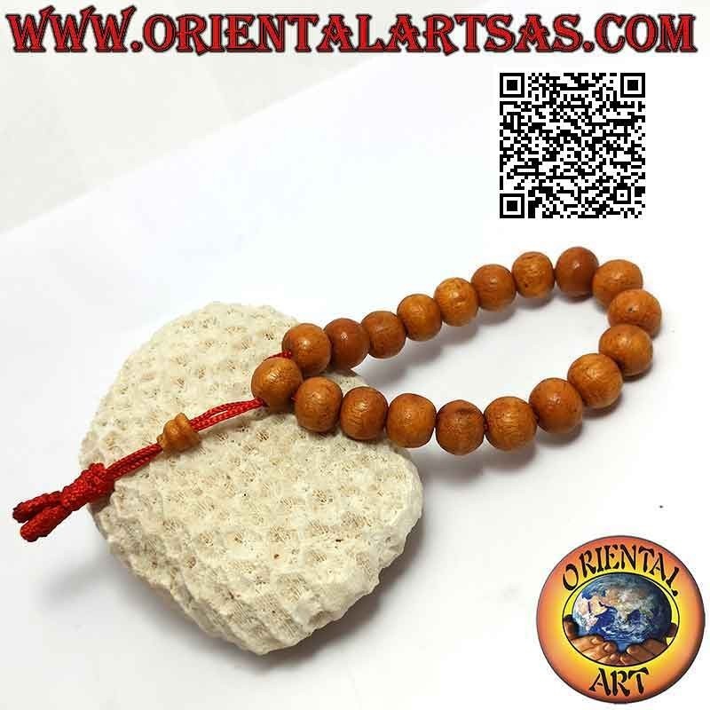 Bracelet de poignet mālā 19 grains 11 mm. bois de santal (réglable)