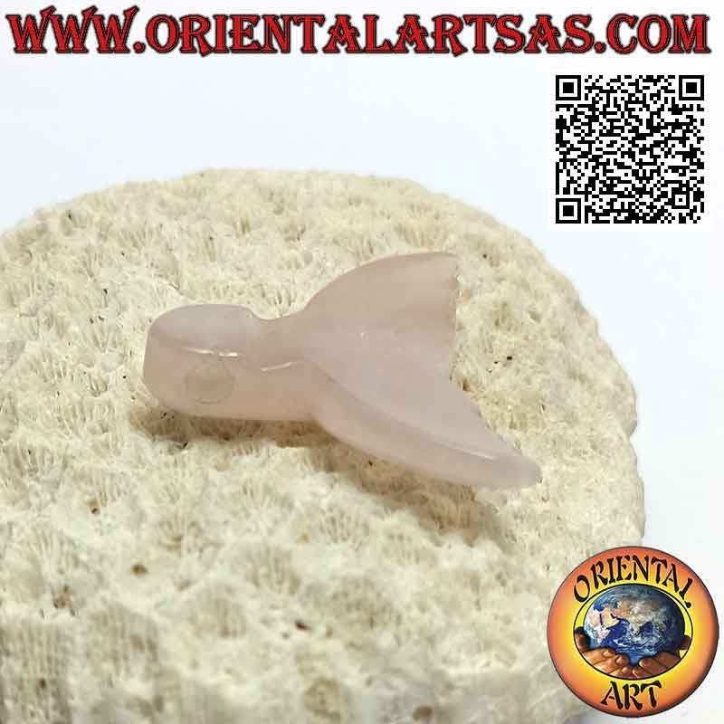 Colgante de cola de ballena de cuarzo rosa (perforado)