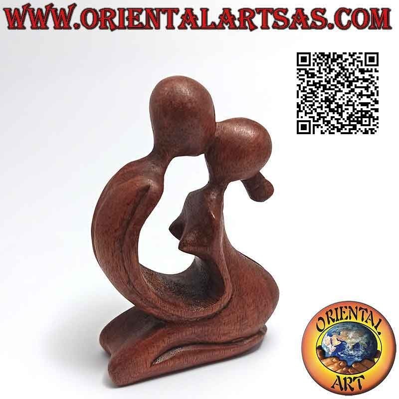 Classical sculpture "kiss" in abstract style in suar wood, 10 cm