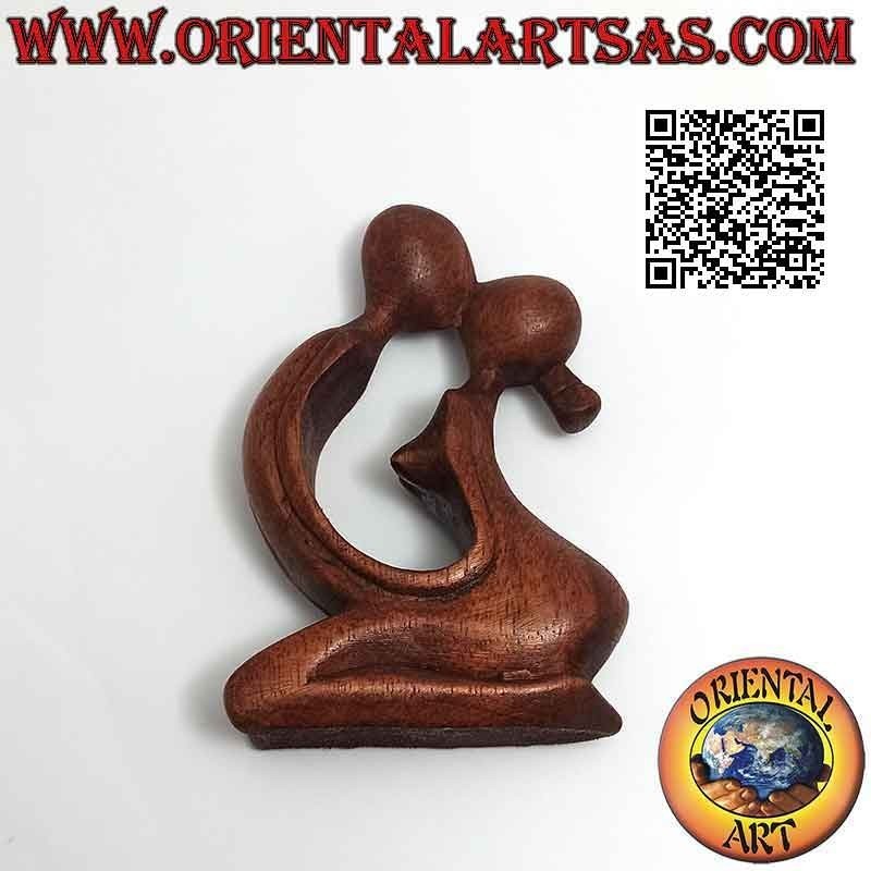 Sculpture classique "baiser" de style abstrait en bois de suar, 10 cm