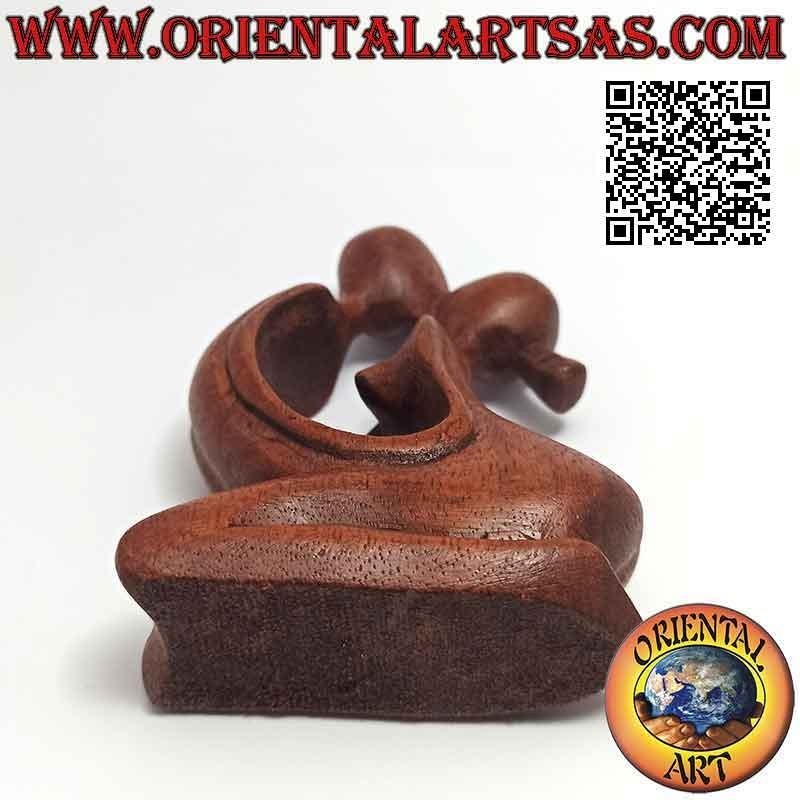 Scultura "bacio" classica in stile abstract in legno di suar, 10 cm