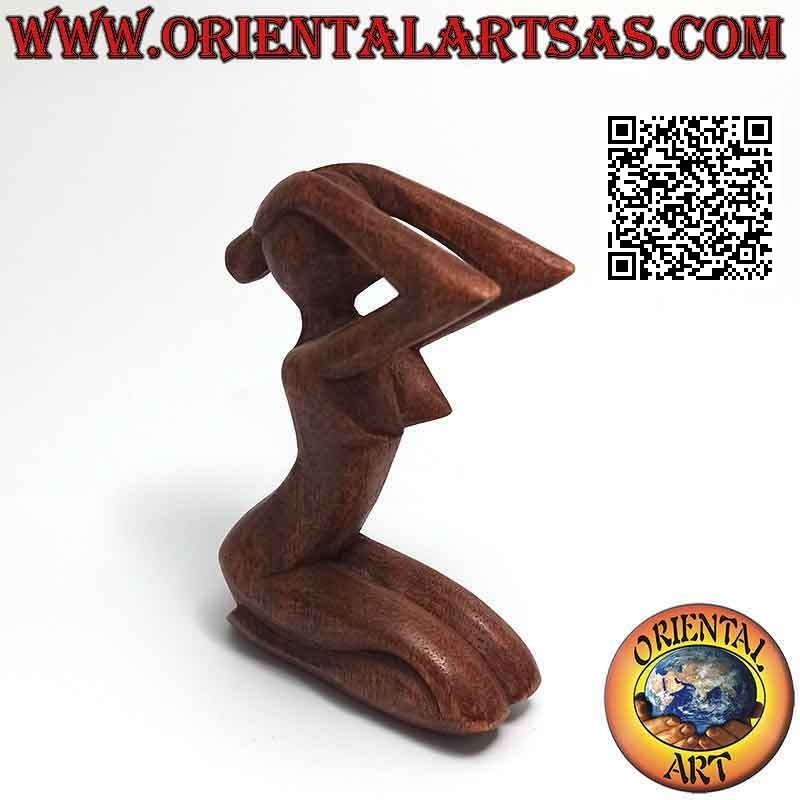 Sculpture "la femme désespérée" de style abstrait en bois de suar, 10 cm