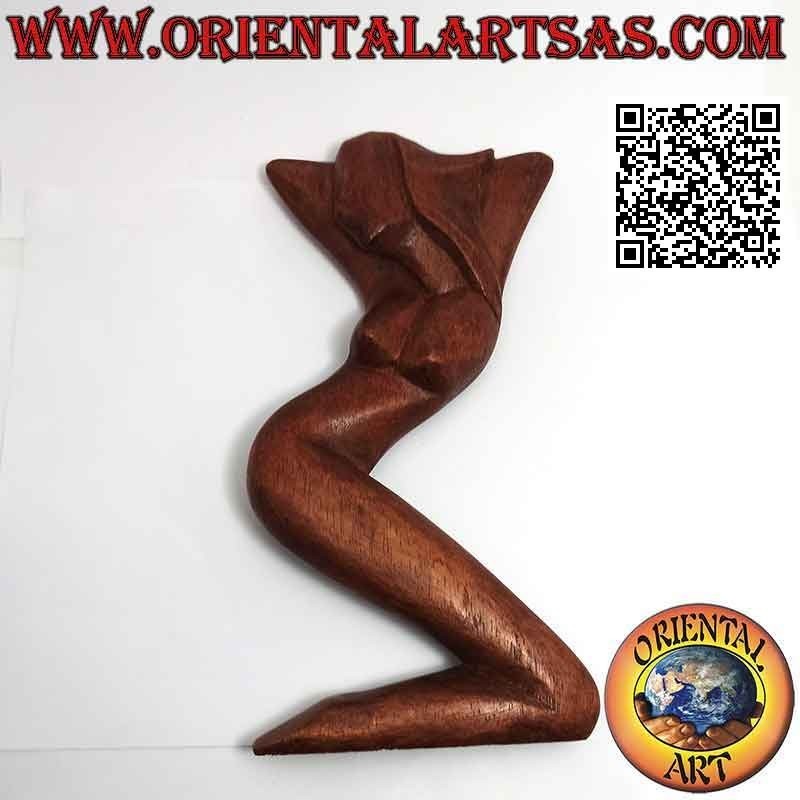 Abstract style sculpture "the posing woman" in suar wood, 20 cm (A)