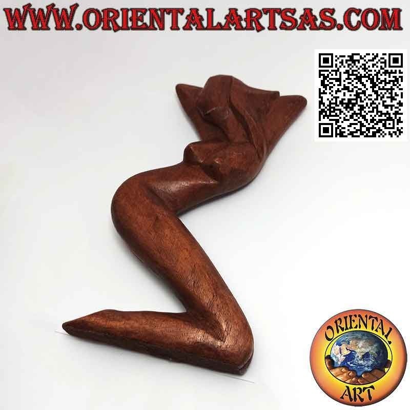 Sculpture de style abstrait "la femme qui pose" en bois de suar, 20 cm (A)